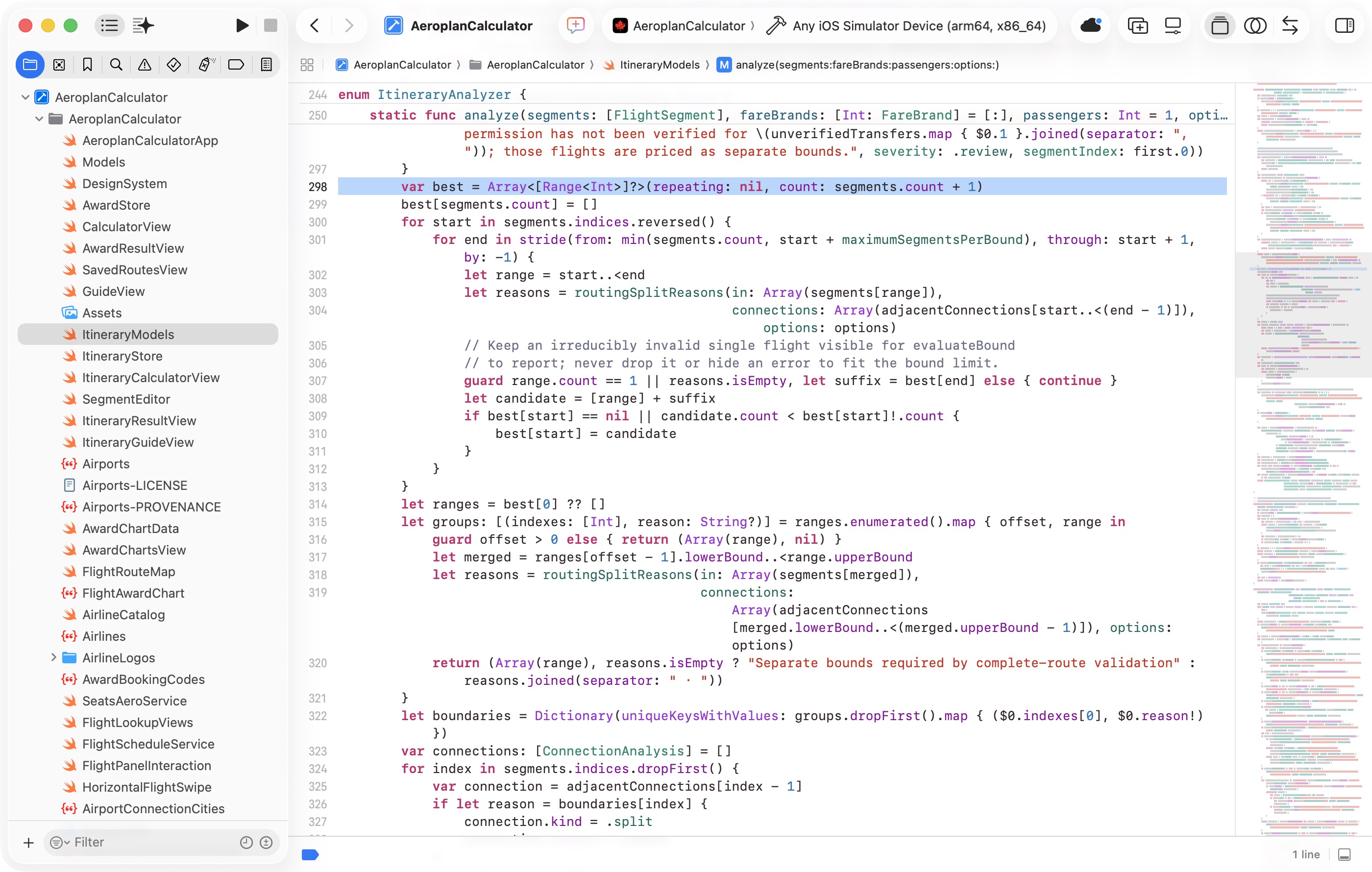 A short routing-engine implementation excerpt in Xcode